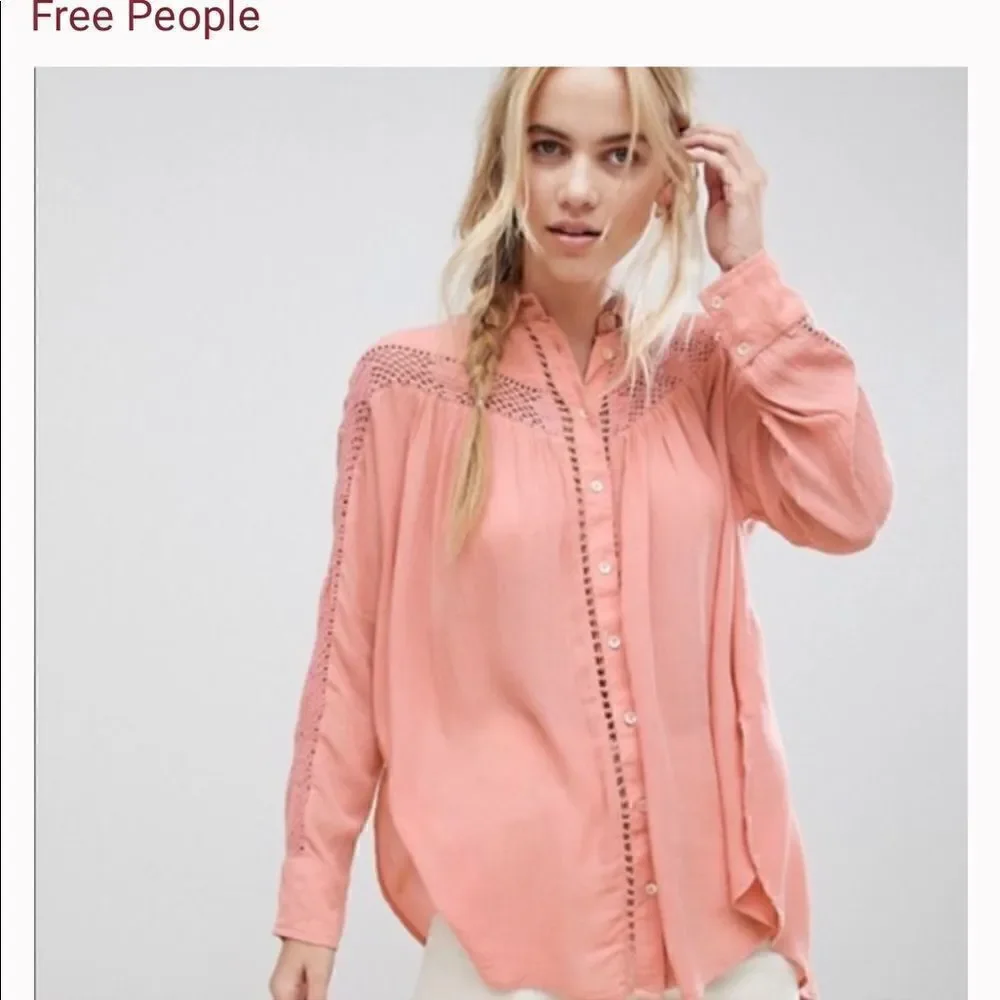 Free People Katie Bird Buttondown Blouse size medium